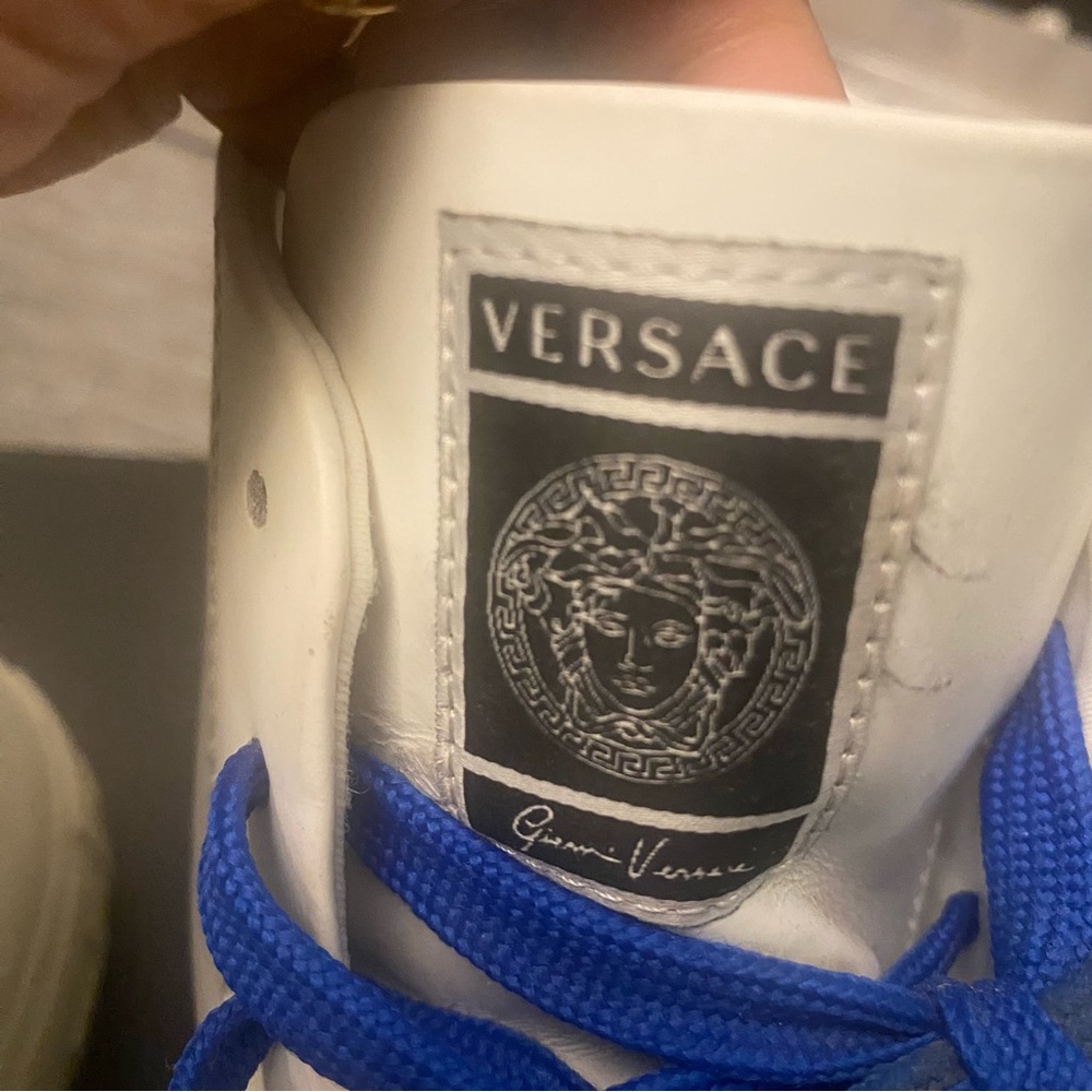Versace White Sneakers with Blue Laces - Picture 4 of 6